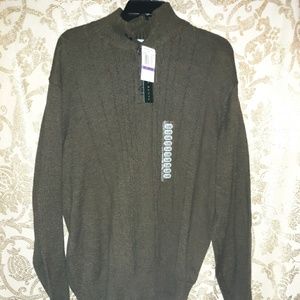 Oscar de la Renta Khaki Crewneck Sweater